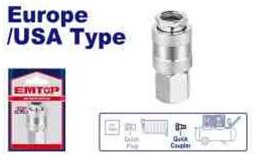 1/4 inch Female Thread Air Quick Coupler Europe/USA Type Brass Connector Plastic Bag